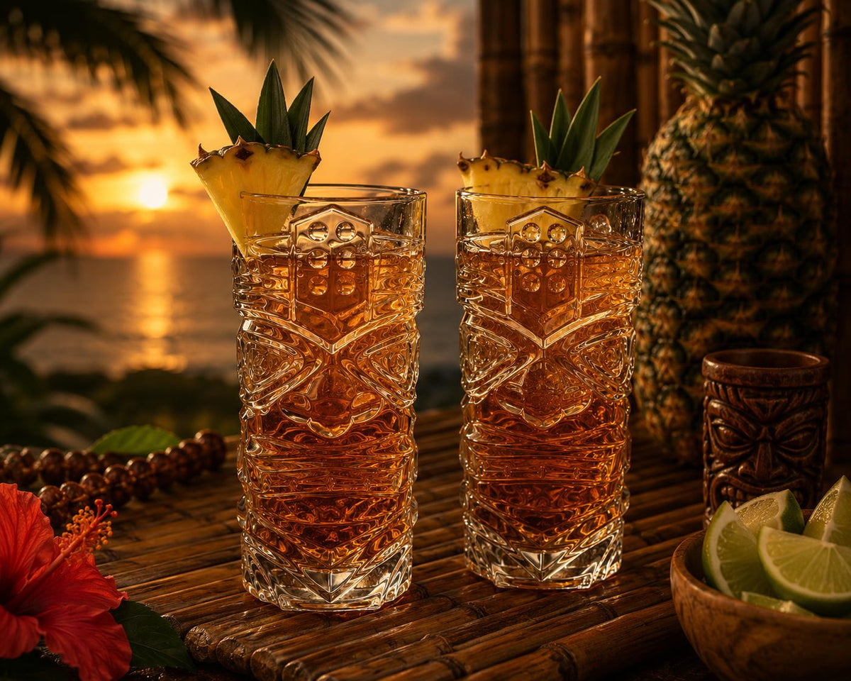 Tall angry tiki glasses, set of 2
