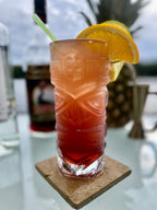 Tall angry tiki glass side view