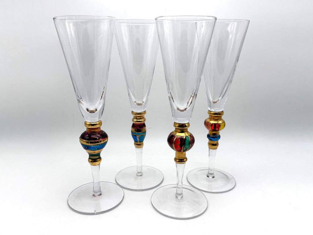 Vintage Artland Splendor jeweled champagne flutes - image 1
