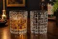 Basketweave double old fashioned glasses, set of two