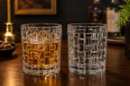 Basketweave double old fashioned glasses, set of two