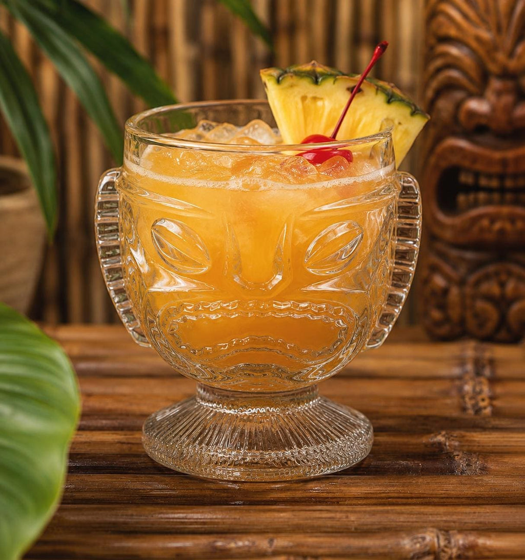 Big Kahuna tiki glass detail