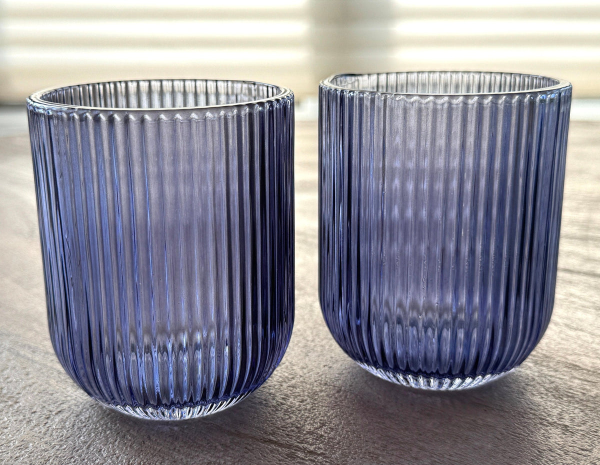 Blue textured rocks glasses, set of two
