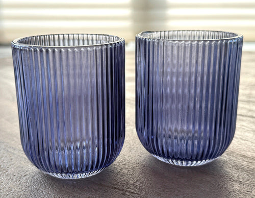 Blue textured rocks glasses, set of two