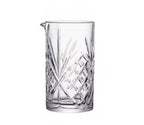 Botanical cocktail mixing glass side view