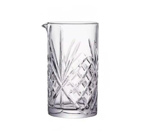 Botanical cocktail mixing glass side view
