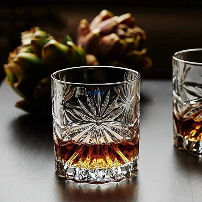 Botanical sunray double old fashioned glasses, set of two
