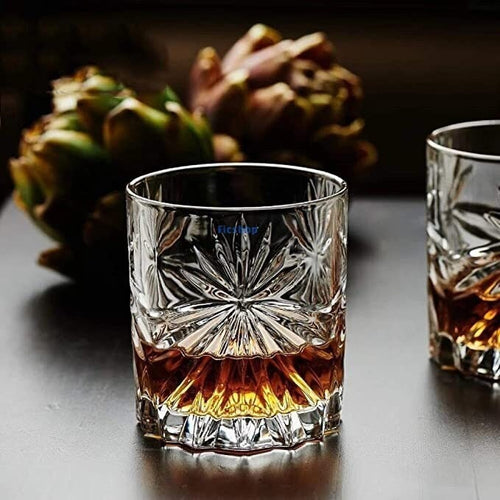 Botanical sunray double old fashioned glasses, set of two