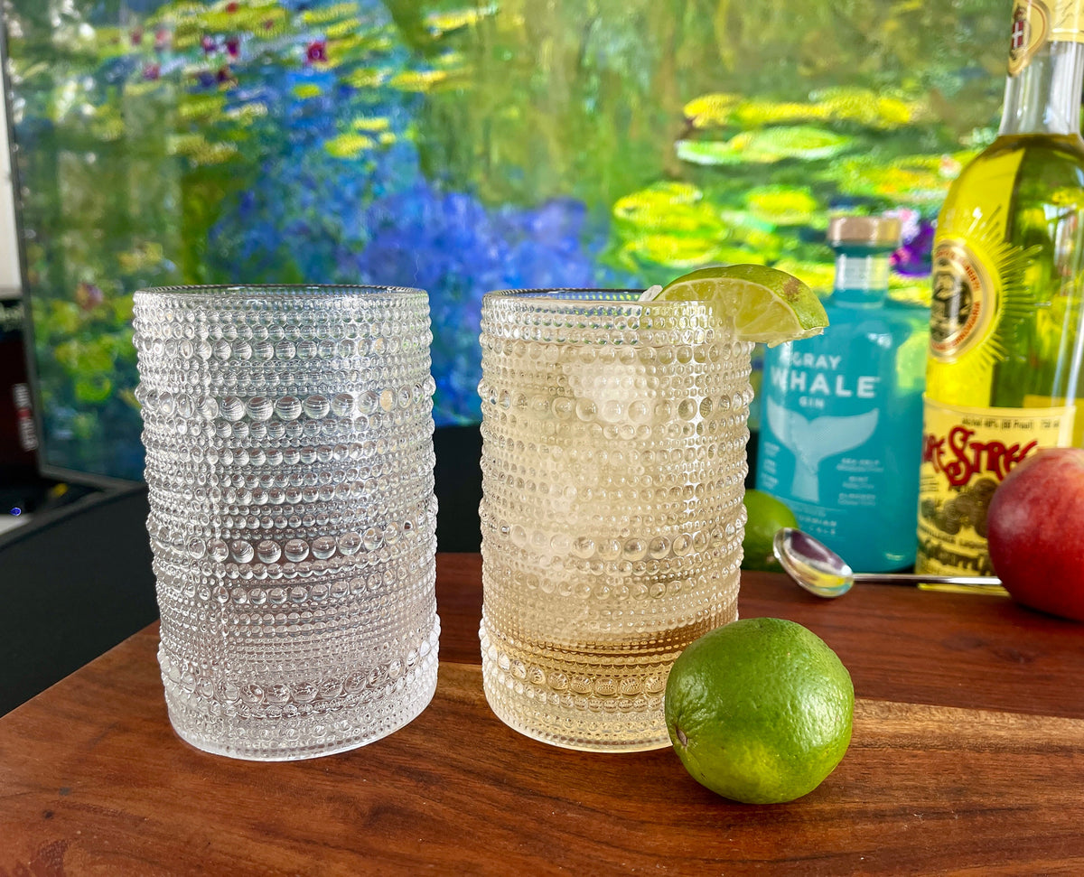Clear beaded highball glasses, set of 2