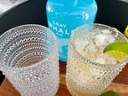 Clear beaded highball glass side view