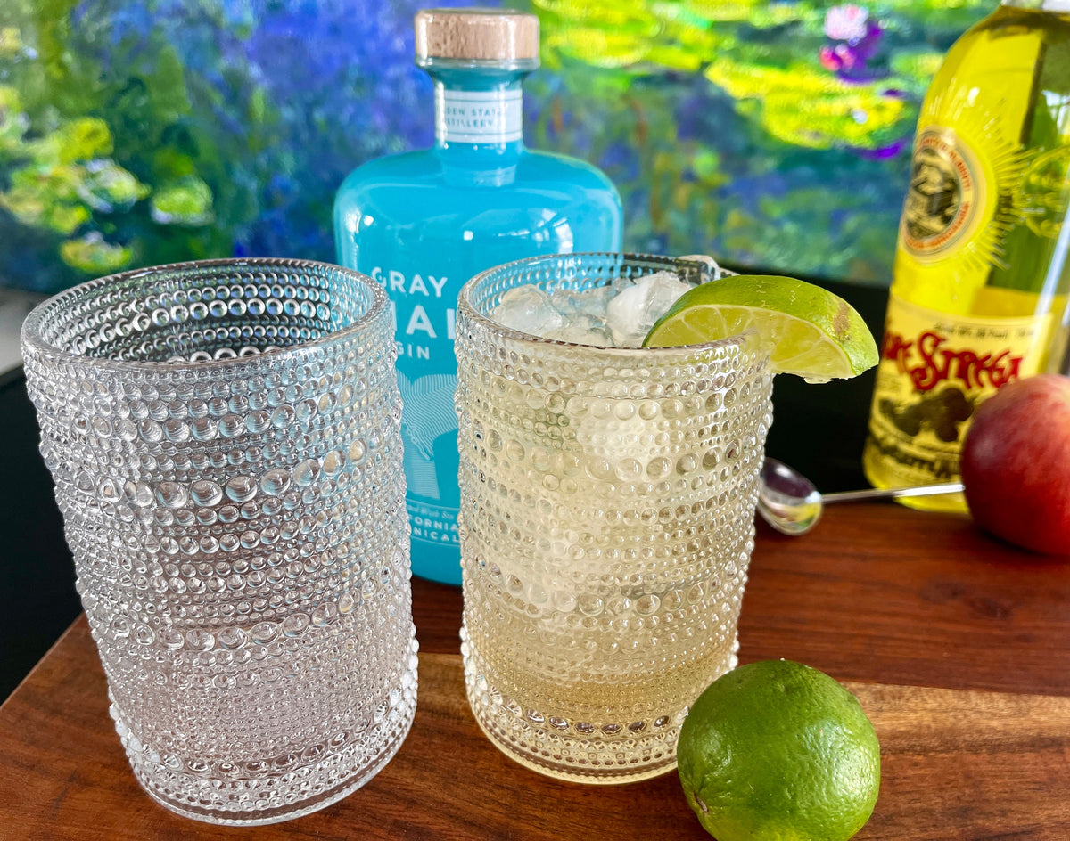 Clear beaded highball glasses