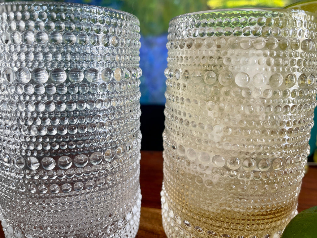 Clear beaded highball glass detail