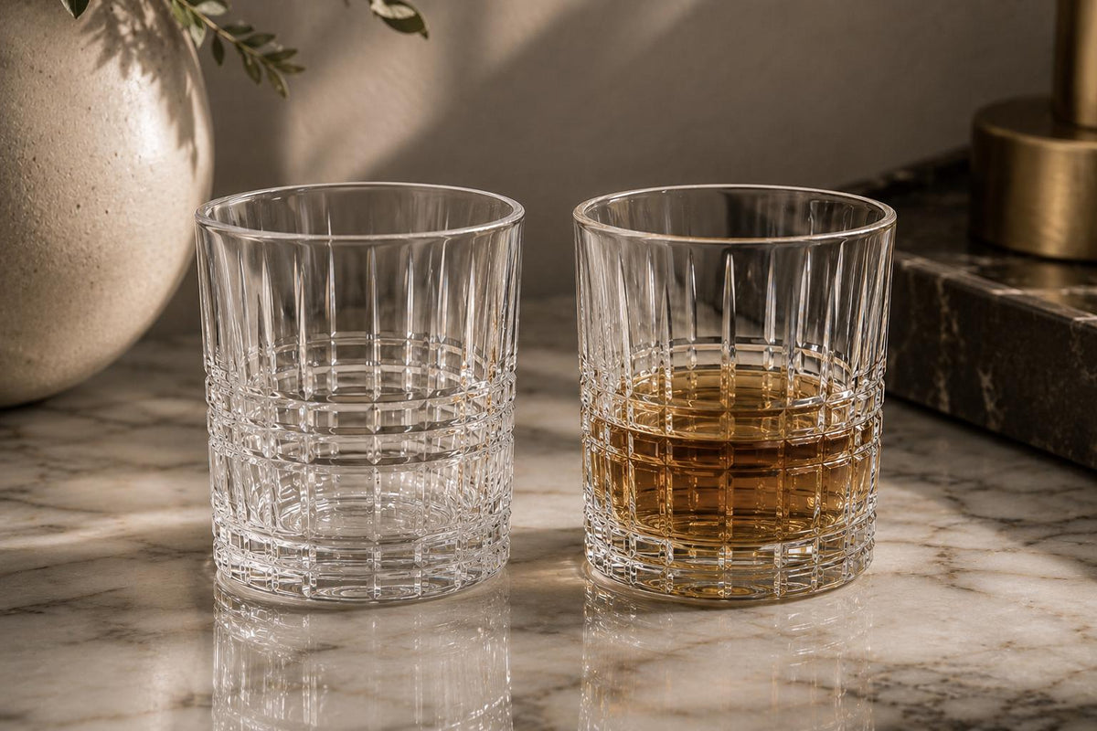 Geometric Cut-Design Rocks Glasses, Set of 2 | 11 oz — photo 1