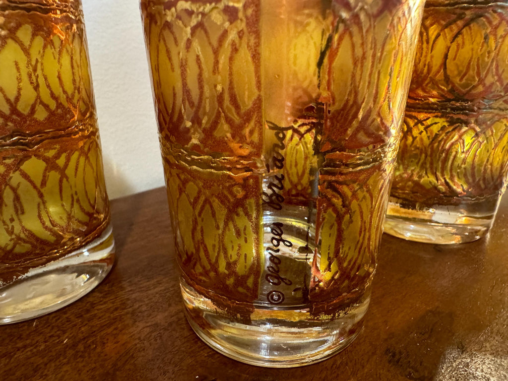 Vintage Georges Briard Gold Circle Highball Glasses, Set of 7 — photo 7