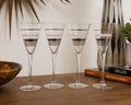 Vintage Silver & Frosted Pinstripe Wine and Champagne Glasses, Set of 4 — photo 1