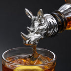 Silver Rhino Head Liquor and Wine Bottle Pourer — photo 2