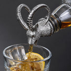 Silver Goat & Antelope Head Liquor and Wine Bottle Pourer — photo 1