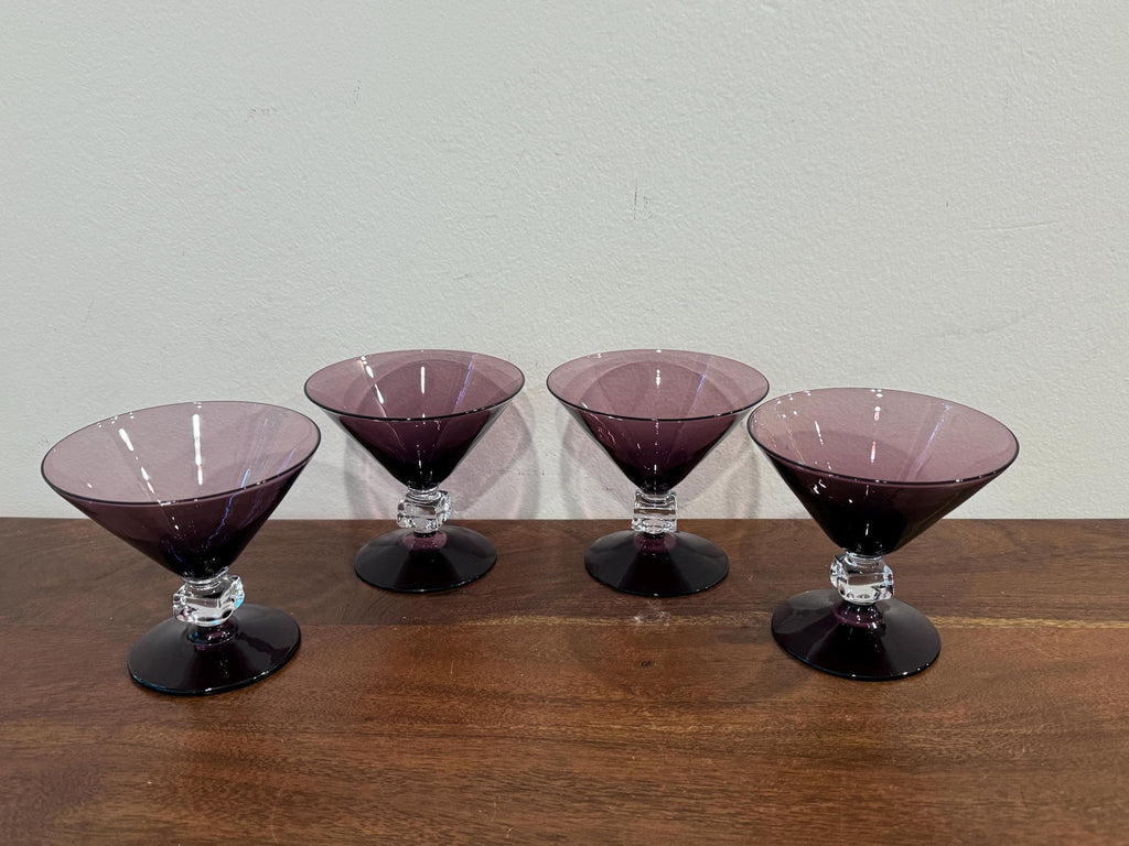 Vintage Bryce Wilmington Amethyst Champagne Coupes, Set of 4 — photo 1