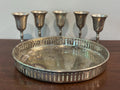 Vintage Silverplate Serving Tray with 5 Mini Goblets — photo 1