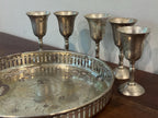Vintage Silverplate Serving Tray with 5 Mini Goblets — photo 3