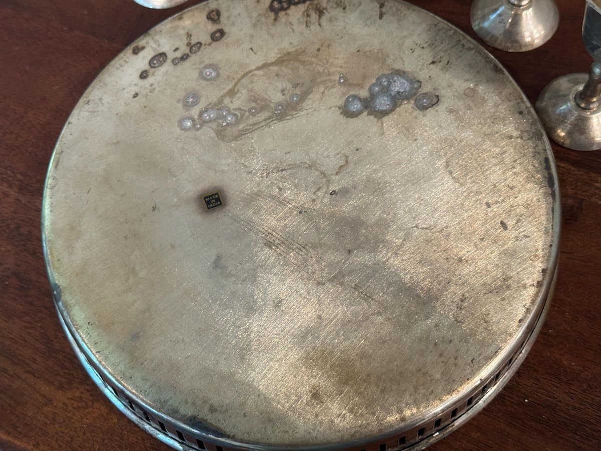 Vintage Silverplate Serving Tray with 5 Mini Goblets — photo 4