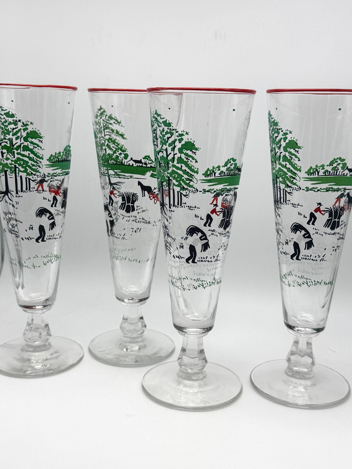 Vintage Libbey Currier & Ives “Making Hay” Pilsner Glasses, Set of 4 — photo 3