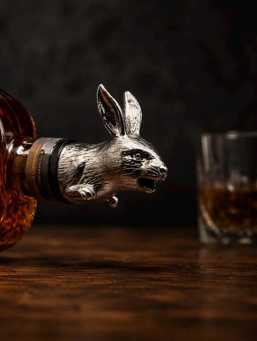 Silver Rabbit Head Liquor and Wine Bottle Pourer — photo 3