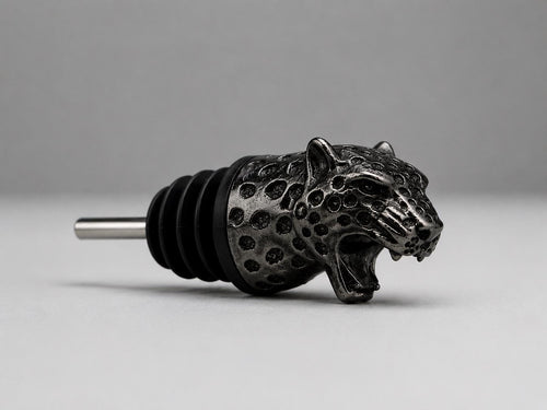 Black Leopard Head Liquor and Wine Bottle Pourer — photo 1