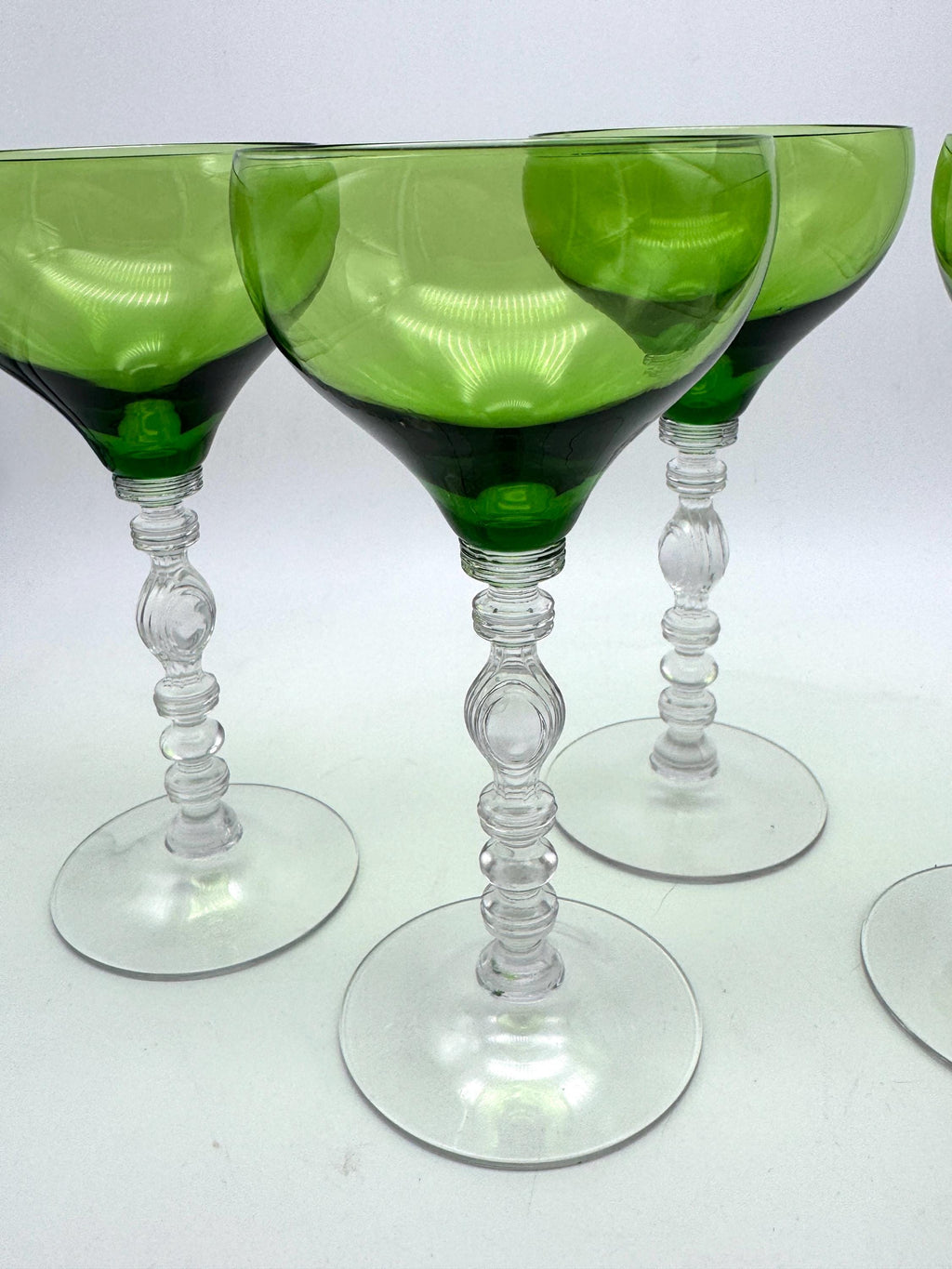Vintage Green Optic Wine Goblets, Set of 4 — photo 2