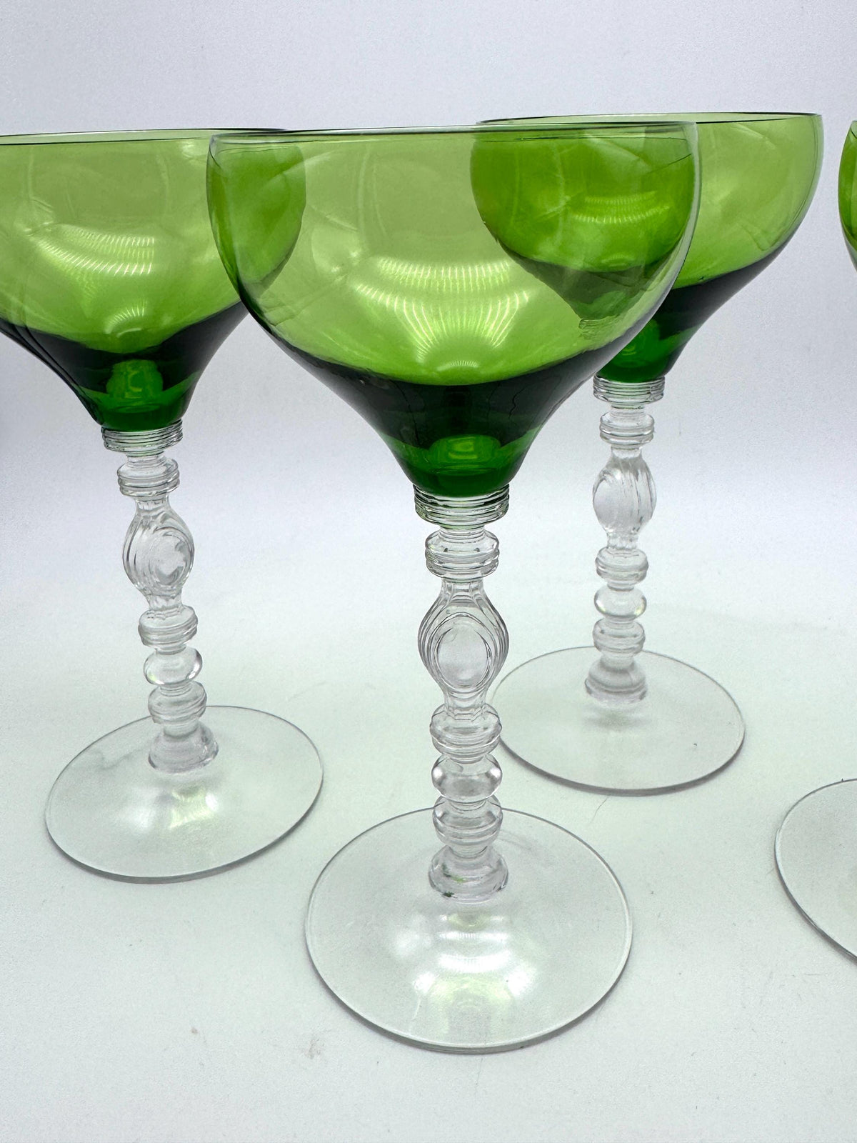 Vintage Green Optic Wine Goblets, Set of 4 — photo 2