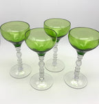 Vintage Green Optic Wine Goblets, Set of 4 — photo 3