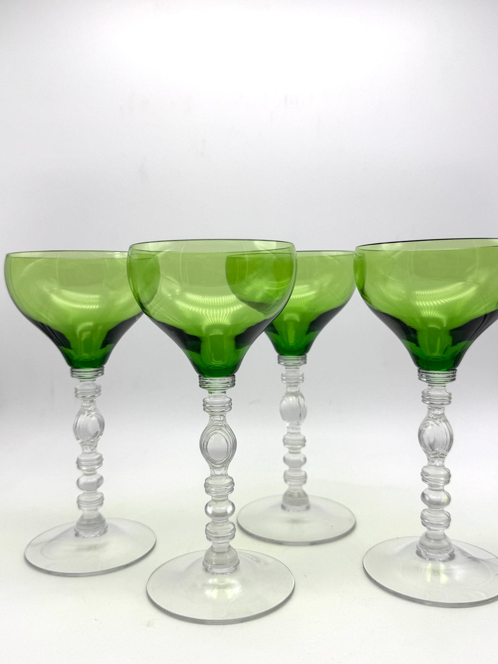 Vintage Green Optic Wine Goblets, Set of 4 — photo 4