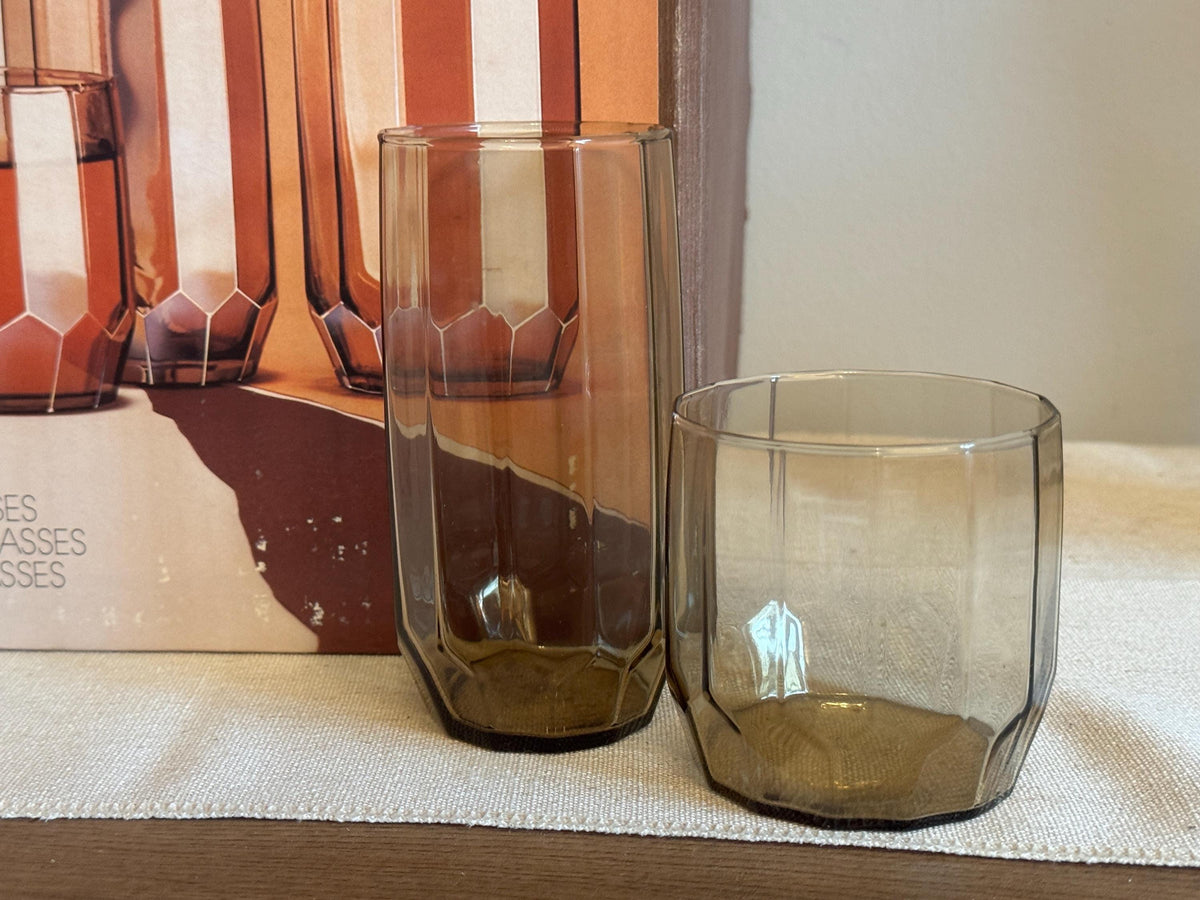 Vintage Libbey Symmetry Tawny Glassware Set, 18 Pieces | New Old Stock — photo 2