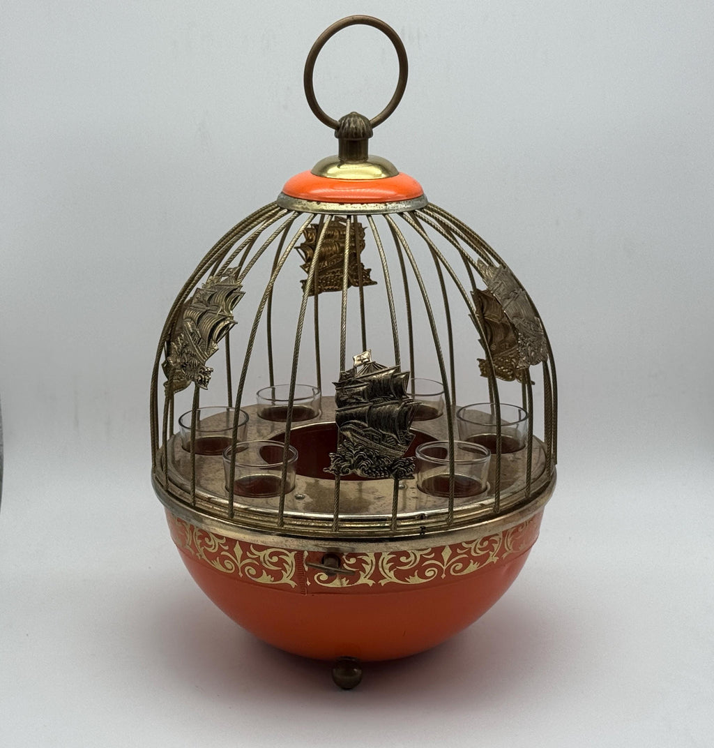 Vintage 1960s Musical Birdcage Bar Set with 6 Shot Glasses — photo 9