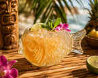 Detailed fish tiki glass side view