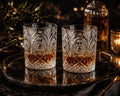Floral-pattern double old fashioned glasses, set of two