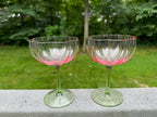Green and pink floral champagne coupe glasses - image 1