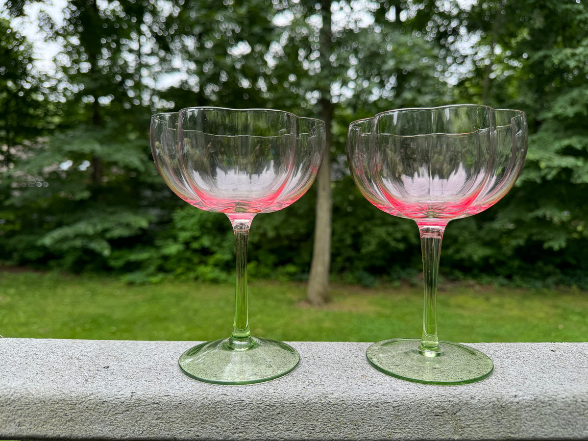 Green and pink floral champagne coupe glasses - image 5