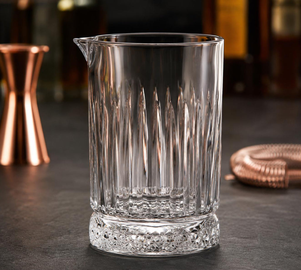 Pinstripe cocktail mixing glass side view