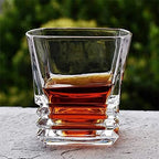 Stacked ribbed rocks glasses detail