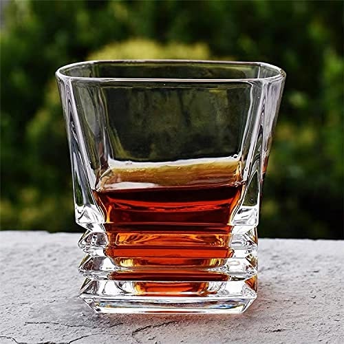 Stacked ribbed rocks glasses detail